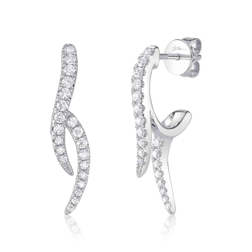 SHY Creation Graduated Double Front and Back Mini Hoop Earrings in 14K White Gold (0.44ctw) - MJ Christensen Diamonds