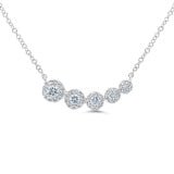 SHY Creation Graduating 5 Stone Halo Diamond Necklace in 14K White Gold (.32ctw) - MJ Christensen Diamonds