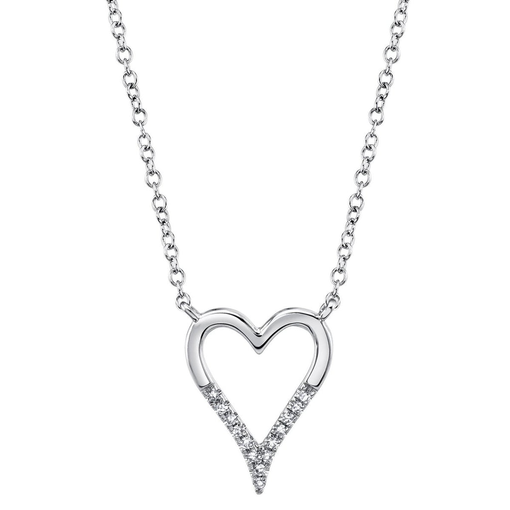 SHY Creation Open Heart Diamond Pendant in 14K White Gold (0.04ctw) - MJ Christensen Diamonds