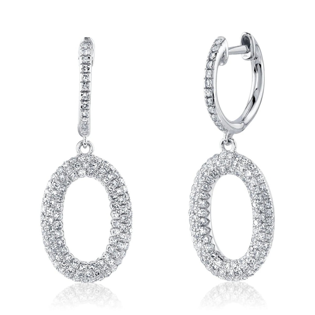 SHY Creation Open Oval Pave Leverback Earrings in 14K White Gold (0.49ctw) - MJ Christensen Diamonds