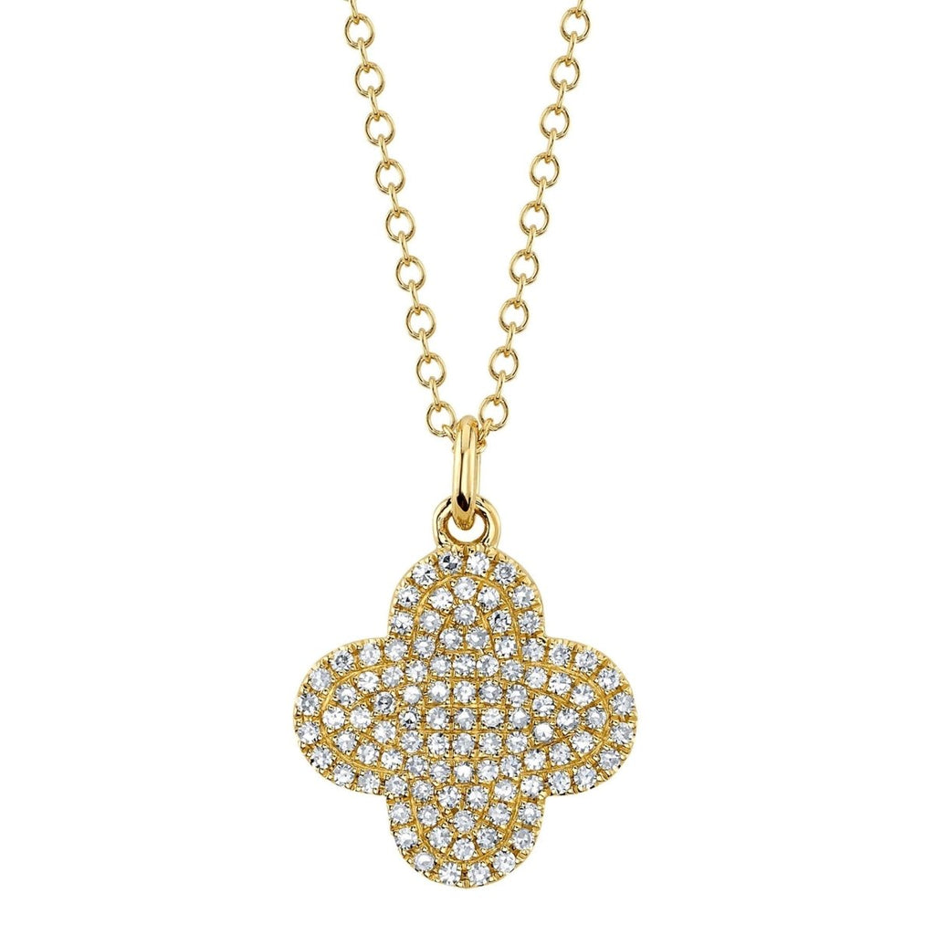 SHY Creation Pave Clover Diamond Pendant in 14K Yellow Gold (0.23ct) - MJ Christensen Diamonds
