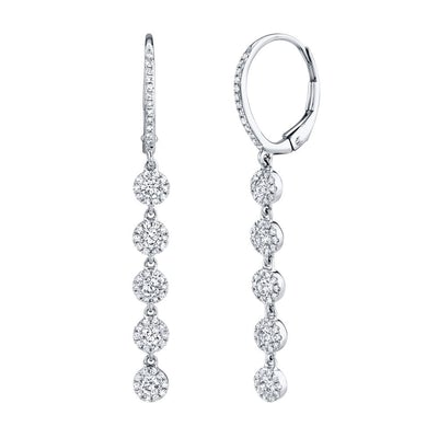 SHY Creation Pave Diamond Drop Earrings in 14K White Gold (0.99ctw) - MJ Christensen Diamonds