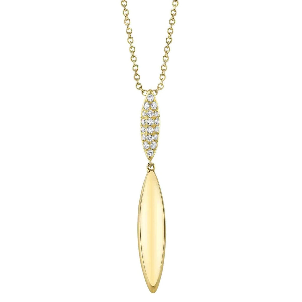 SHY Creation Pave Double Drop Diamond Pendant Necklace in 14K Yellow Gold (0.15ctw) - MJ Christensen Diamonds