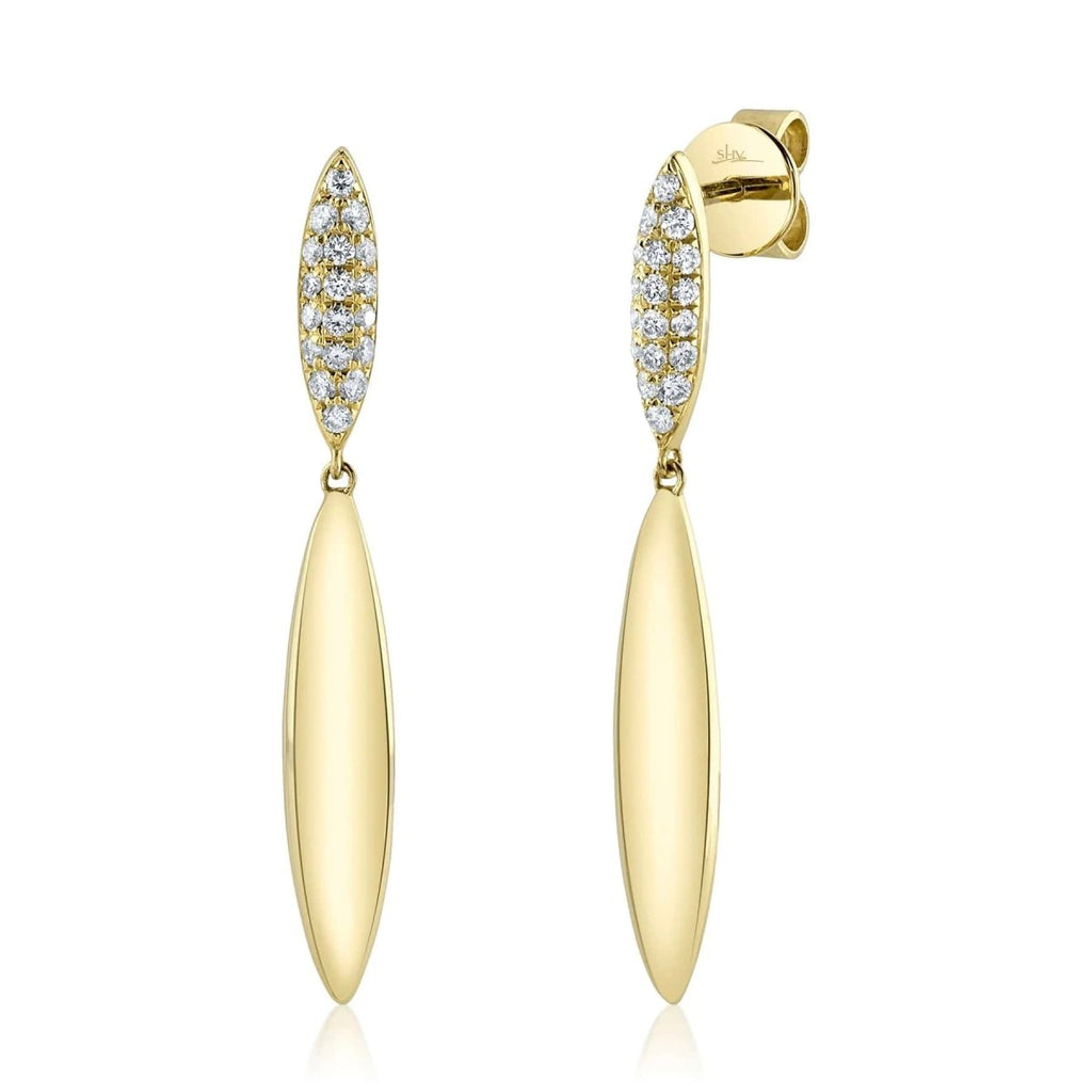 SHY Creation Pave Double Drop Earrings in 14K Yellow Gold (0.29ctw) - MJ Christensen Diamonds
