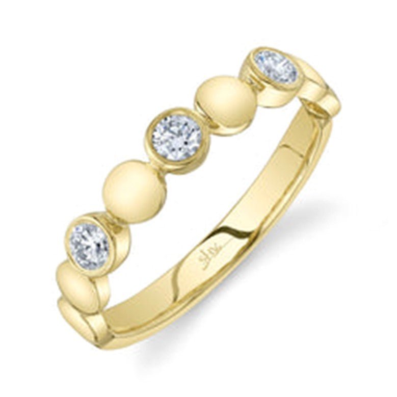 SHY Creation Round Diamond Bezel Alternative Fashion Ring in 14K Yellow Gold (0.22ctw) - MJ Christensen Diamonds