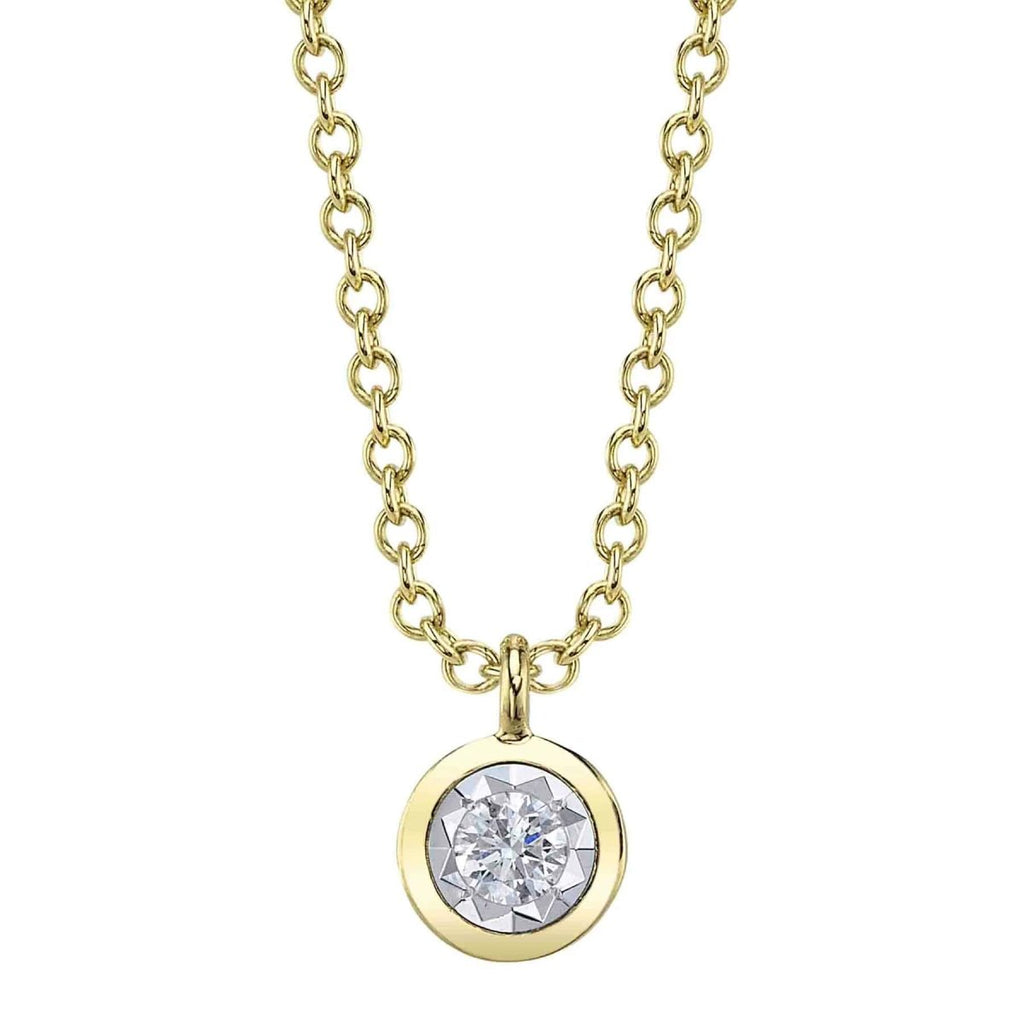 SHY Creation Round Diamond Bezel Pendant in 14K Yellow Gold (0.05ct) - MJ Christensen Diamonds