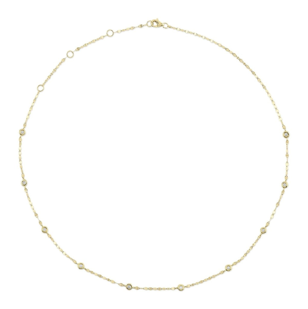 SHY Creation Round Diamond Bezel Valitino Link Necklace in 14K Yellow Gold (0.2ct) - MJ Christensen Diamonds