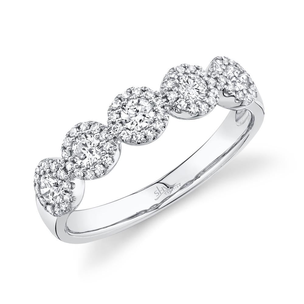SHY Creation Round Diamond Halo Anniversary Band in 14K White Gold (0.57ctw) - MJ Christensen Diamonds