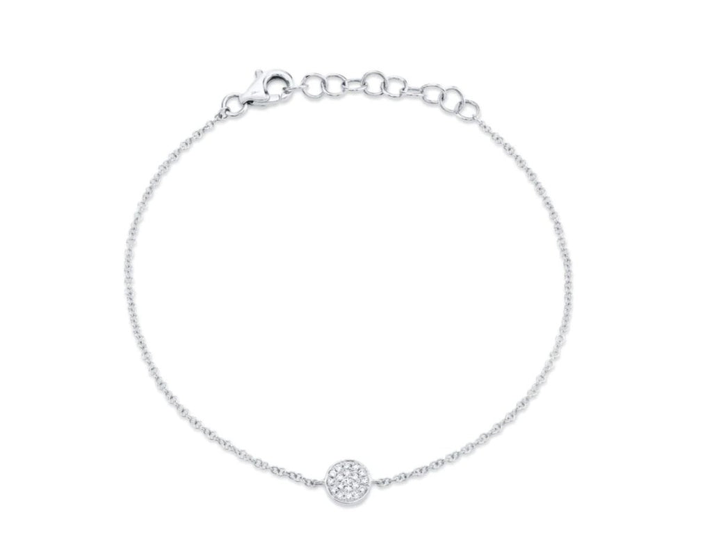 SHY Creation Round Diamond Pave Circle Bracelet in 14K White Gold (0.05ctw) - MJ Christensen Diamonds