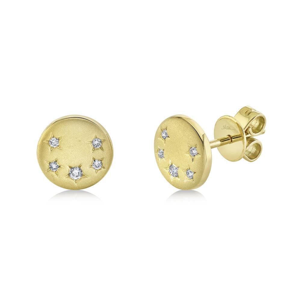 SHY Creation Star Disk Stud Earrings in 14K Yellow Gold (0.07ctw) - MJ Christensen Diamonds