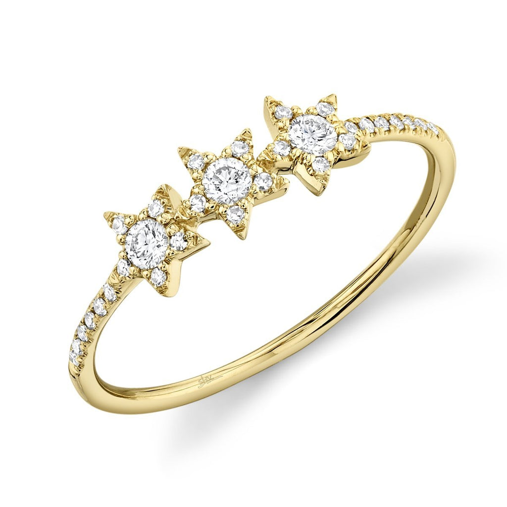 SHY Creation Three Star Diamond Fashion Ring in 14K Yellow Gold (0.20ctw) - MJ Christensen Diamonds