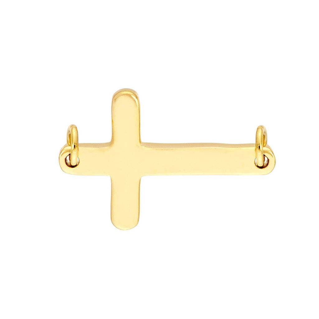 Sideways Cross Charm Bracelet in 14K Yellow Gold - MJ Christensen Diamonds