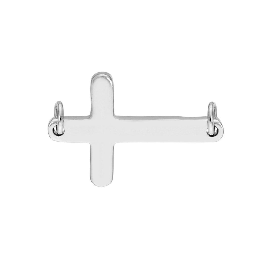 Sideways Cross Charm in 14K White Gold - MJ Christensen Diamonds