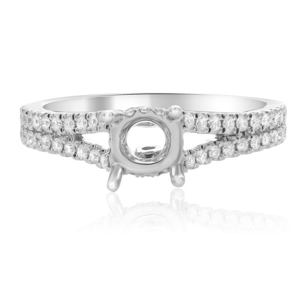 Split Shank Semi - Mount Engagement Ring in 14K White Gold (0.28ctw) - MJ Christensen Diamonds