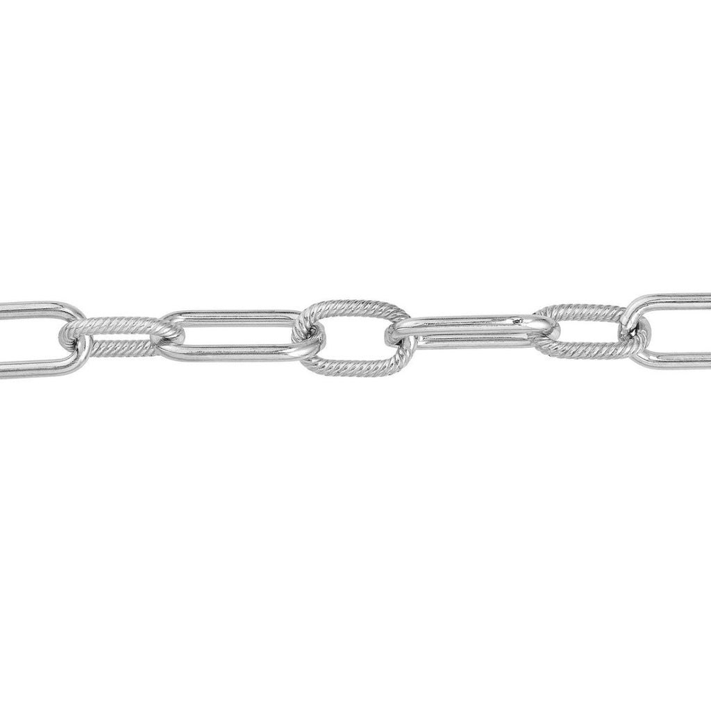 SS 8.90MM Smooth and Twisted Paperclip Bracelet 8.5" in Sterling Silver - MJ Christensen Diamonds