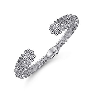 SS Beaded Split Hinged Cuff Bangle - MJ Christensen Diamonds