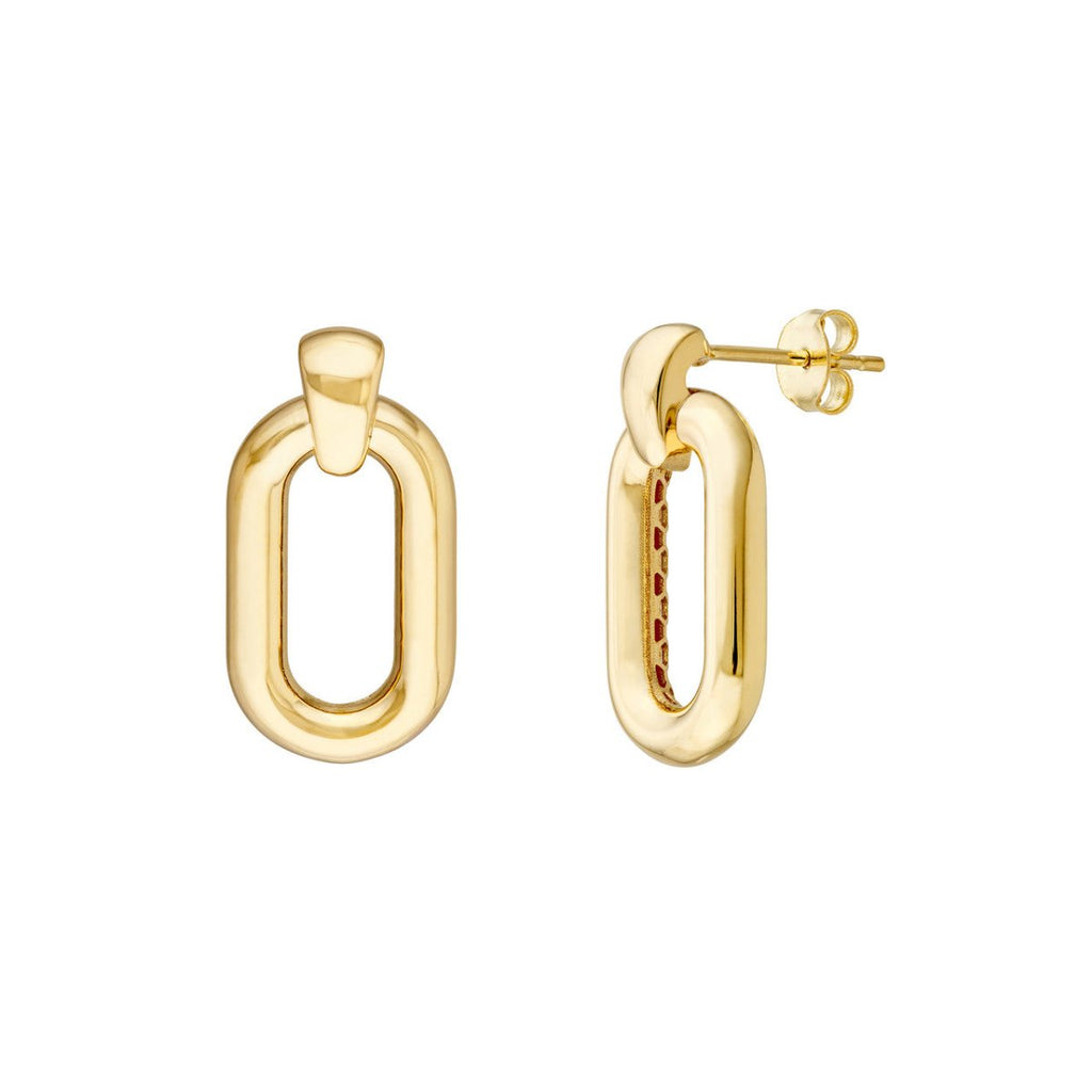 Stylish Oval Dangle Stud Earrings in 14K Yellow Gold - MJ Christensen Diamonds