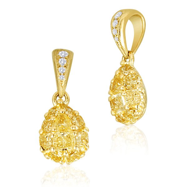 Teardrop Diamond Pendant in 18K Yellow Gold (1.32ctw) - MJ Christensen Diamonds