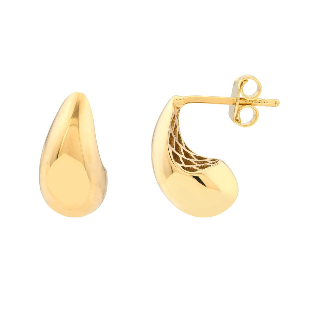 Teardrop Dome Stud Earrings in 14K Yellow Gold - MJ Christensen Diamonds