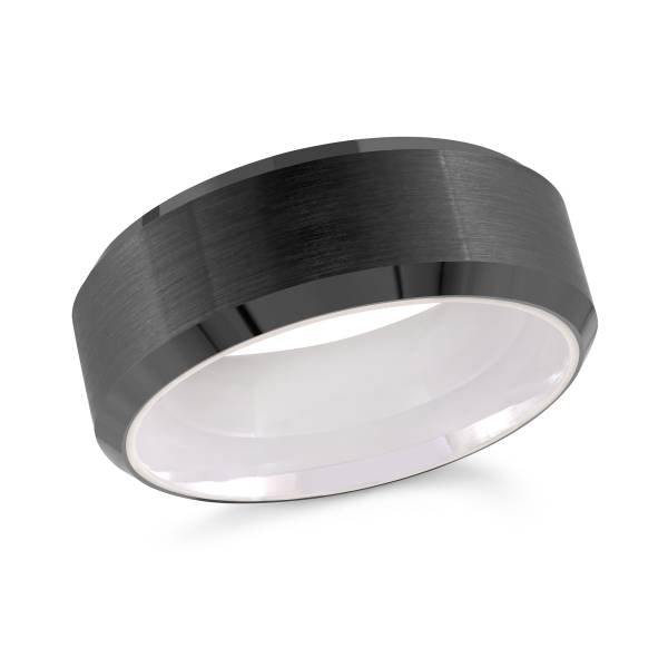Tungsten Black Satin Band with White Interior in 8mm (10.5) - MJ Christensen Diamonds