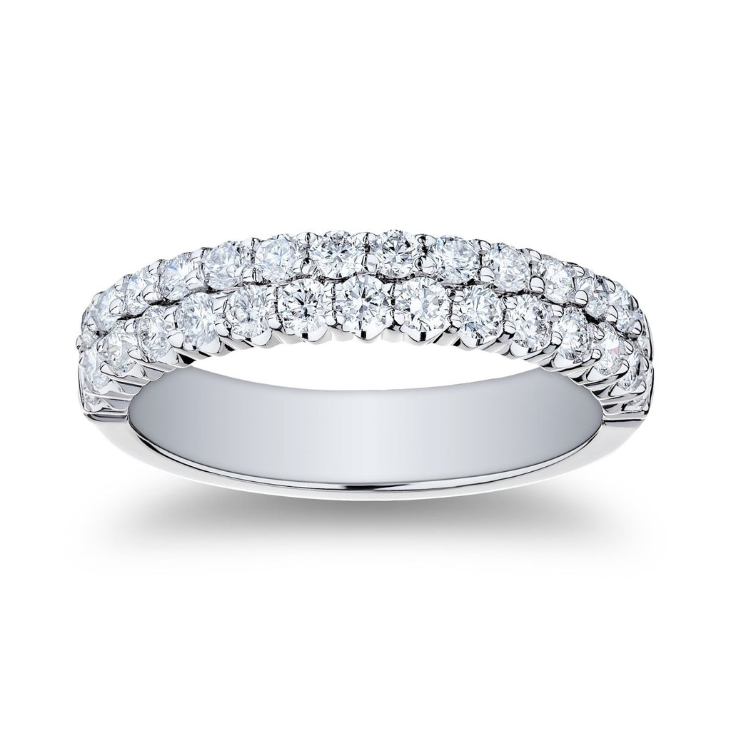 Two Row Diamond Anniversary Band in 18K White Gold (0.90ctw) - MJ Christensen Diamonds