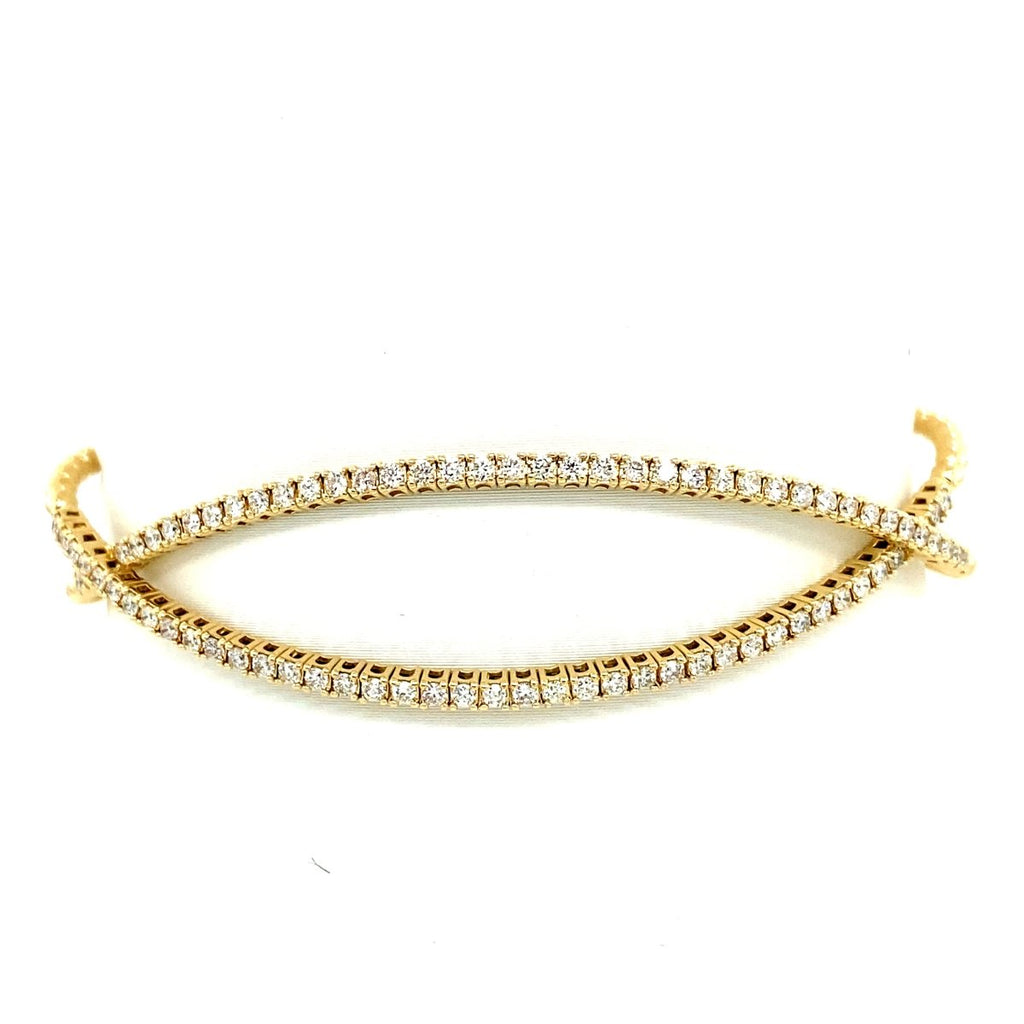 Two Row X Wire Flex Bangle Bracelet with 1ctw Diamond in 14K Yellow and Titanium - MJ Christensen Diamonds