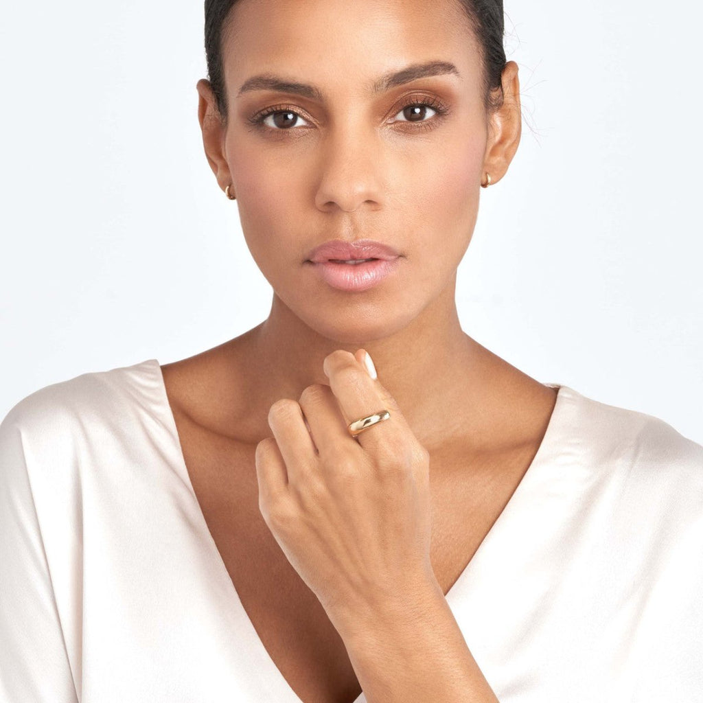 Wide Dome Puff Ring in 14K Yellow Gold - MJ Christensen Diamonds