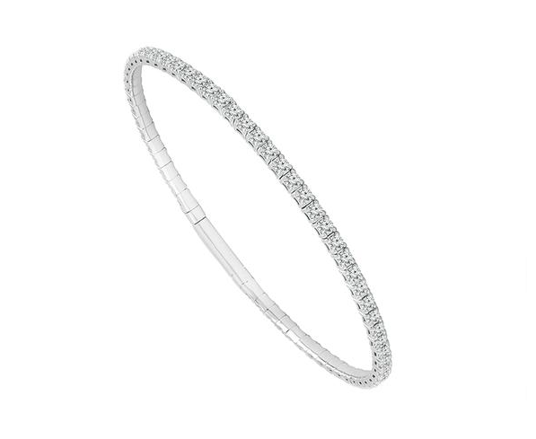 Wire Flex Diamond Bangle Bracelet in 14K White Gold (3.5ctw) - MJ Christensen Diamonds