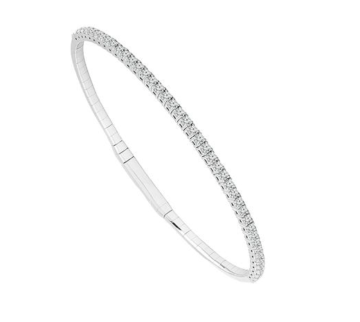 Wire Flex Titanium Bangle Bracelet set with 1 Carat Round Diamond in 14K White Gold - MJ Christensen Diamonds