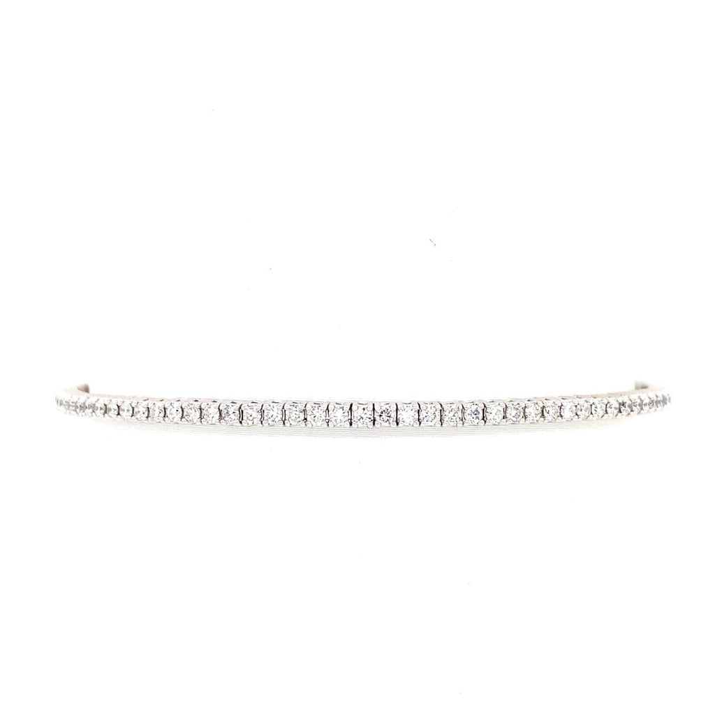Wire Flex Titanium Bangle Bracelet with 1.37ctw Diamonds in 14K White Gold (1.38ct) - MJ Christensen Diamonds